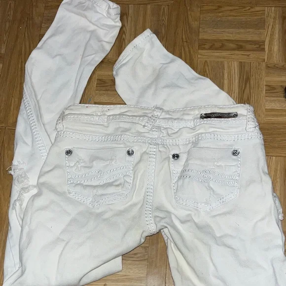 Almost Famous White Distressed Skinny Jeans - Picture 6 of 6